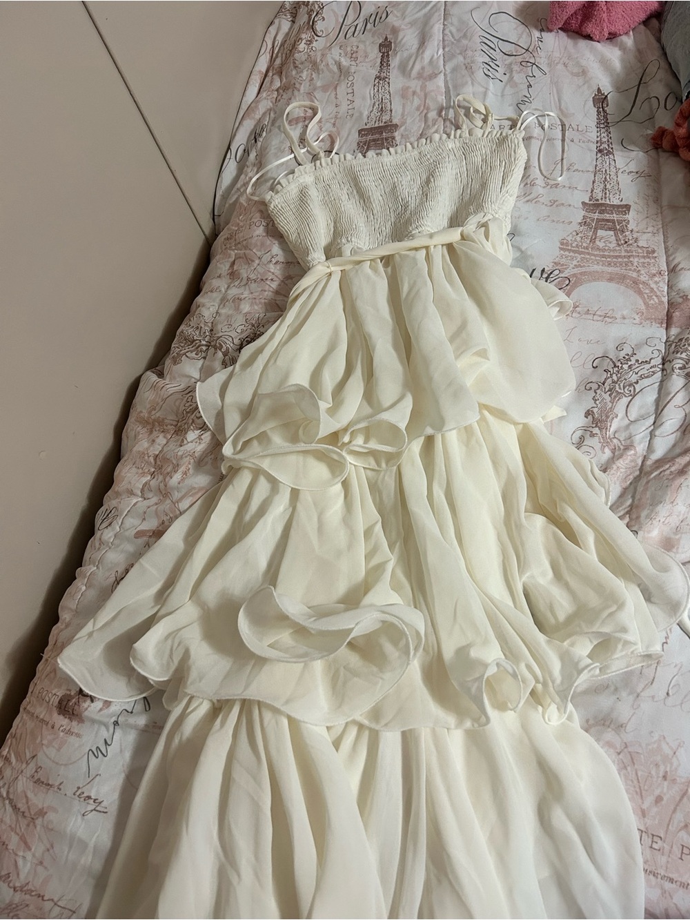 Windsor Ivory Ruffled Tiered Spaghetti Strap Formal Dress - Picture 3 of 3